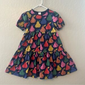Hanna Andersson print twirly dress in colorful pears in navy size 140 CM US 10